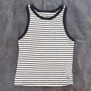 American Eagle Outfitters Black and White Striped Crop Top